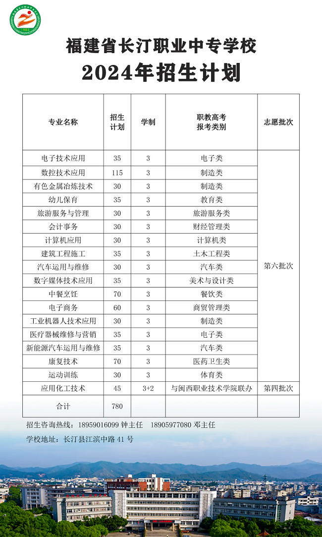 长汀职业中专学校2024年招生简章